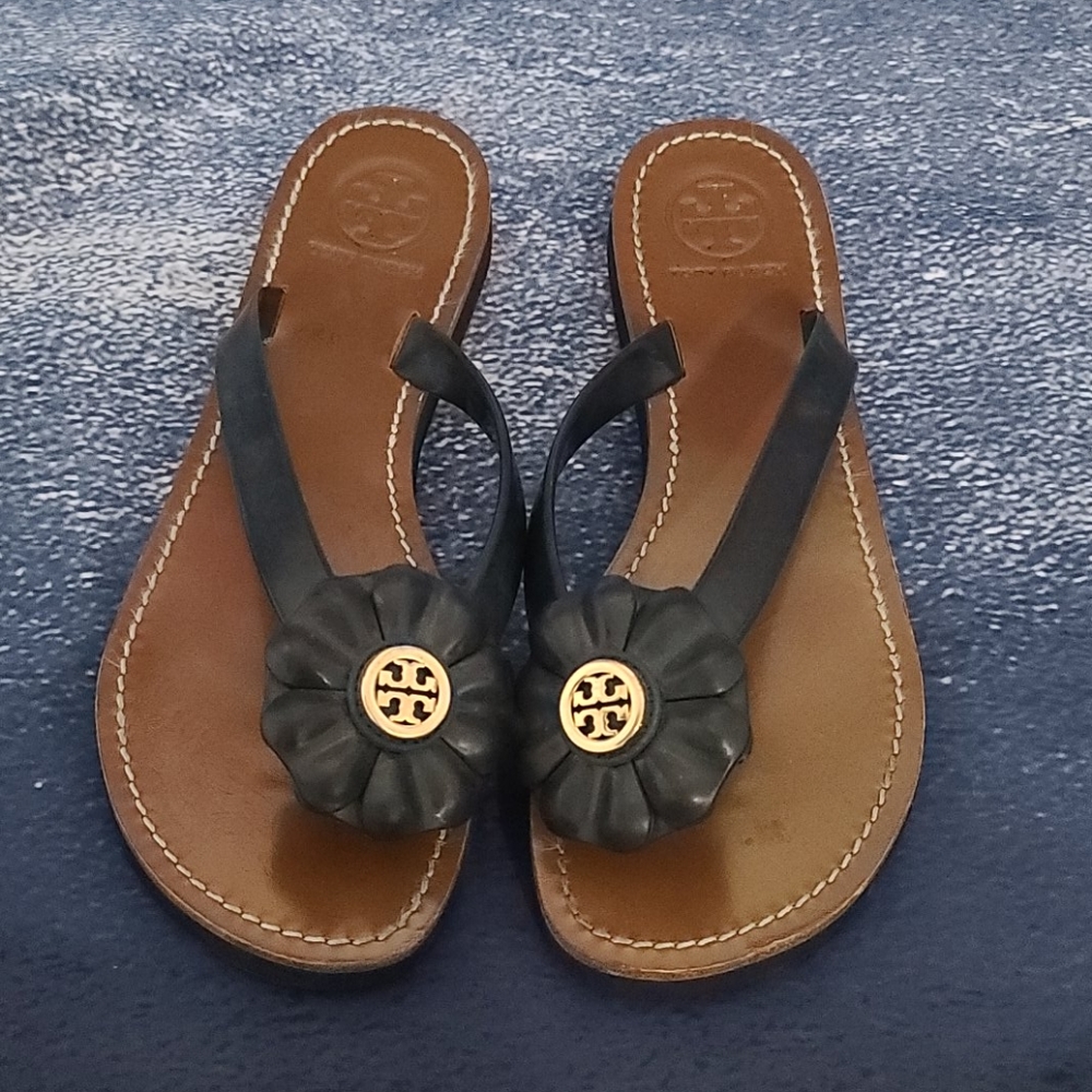 Navy blue tory Burch sandals